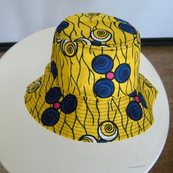 Moremi Clothing Ankara Bucket Hat in Yellow African Print - Boho Summer Beach - Picture 5 of 6